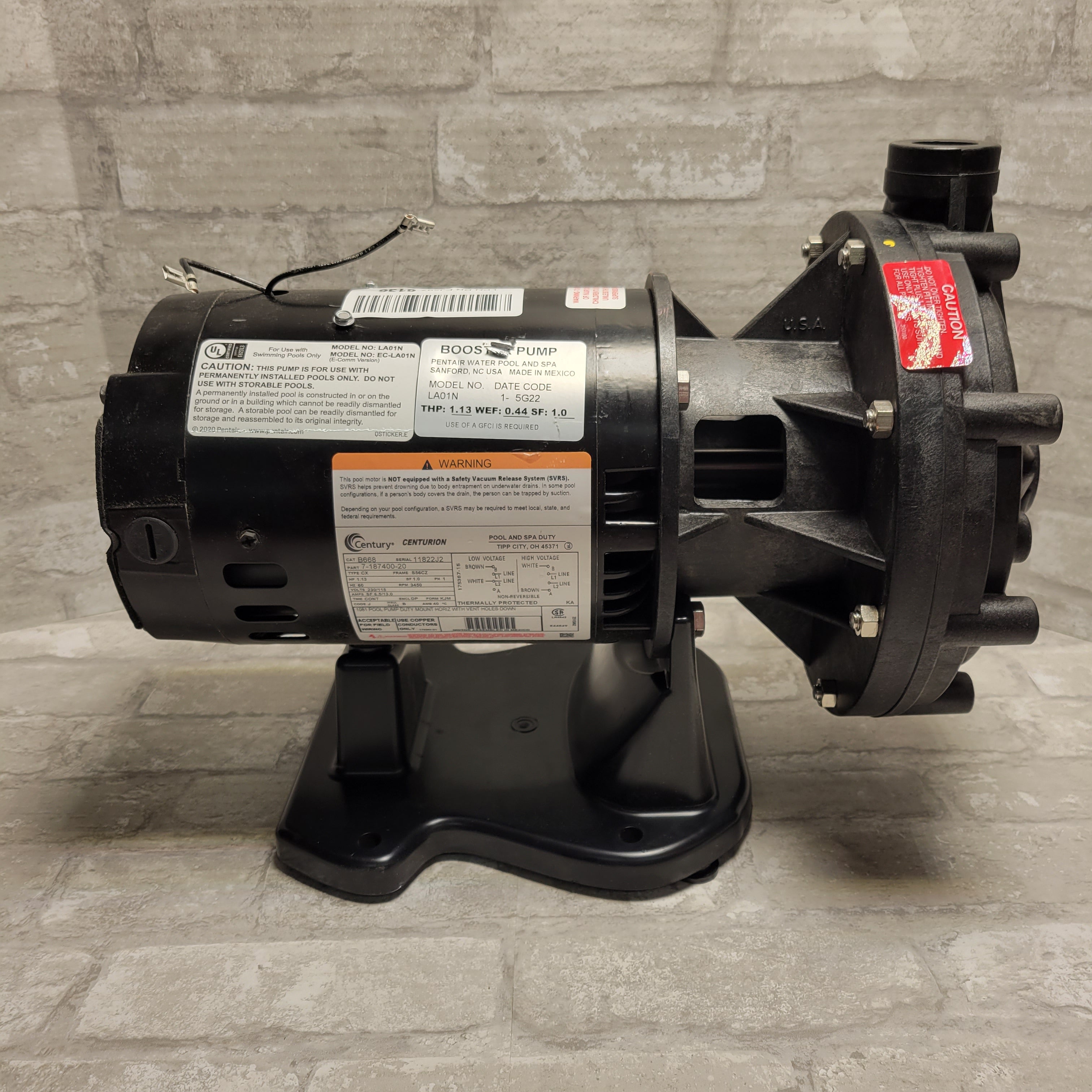 Pentair LA01N Single Speed Universal Booster Pump *FOR PARTS* (8047683174638)